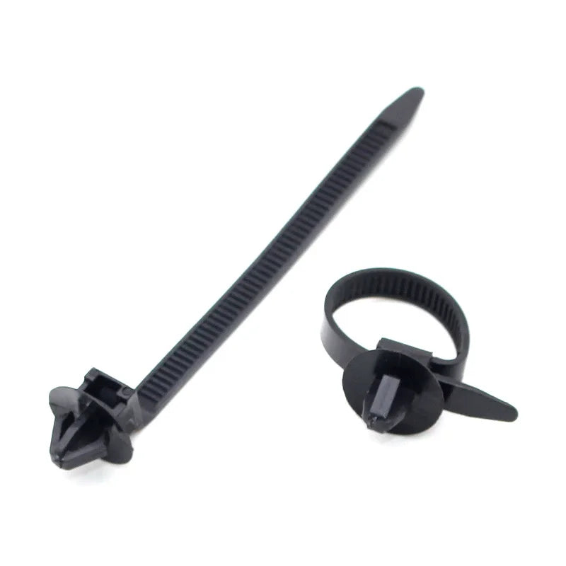 10/100PCS Car Nylon Black Cable Ties Push Mount Wire Harness Fastener Cable Clamp Clips Ties Management Car Wire Organizers Zpaxo
