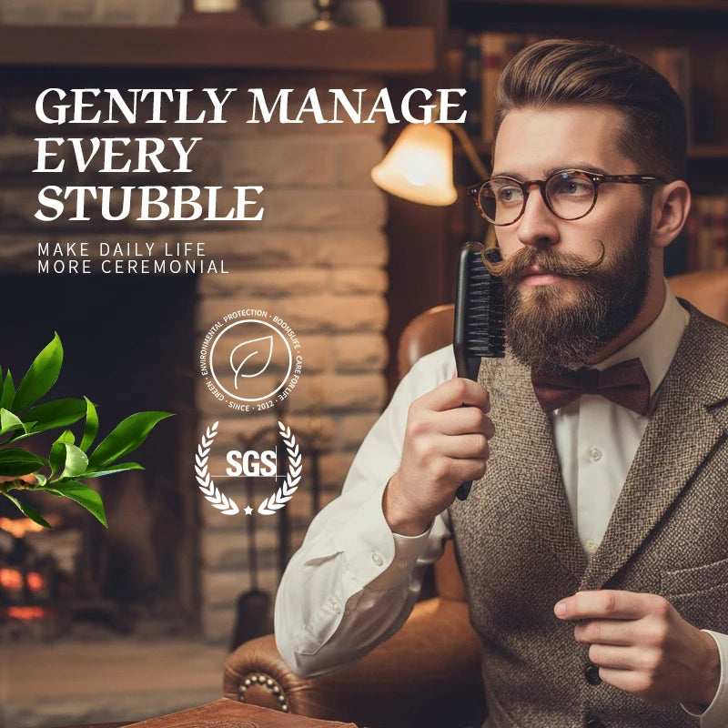 BOOMSLIFE Custom Hard Nylon Bristle Wood Beard Brush for Men Grooming Beard Wood Comb Beard Wooden Handle Men Beard Comb Zpaxo