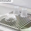 Roll-Up Stainless Steel Dish Drying Rack – Foldable Drain Mat Dish Drying Rack Zpaxo 1Pc