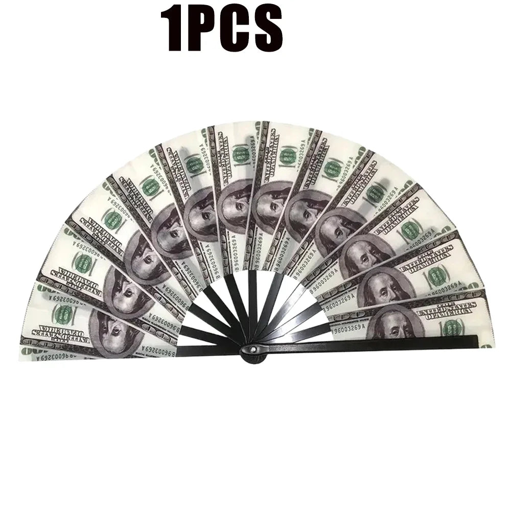 Realistic Dollar Bill Printed Handheld Fan Lightweight Plastic Zpaxo 1PCS