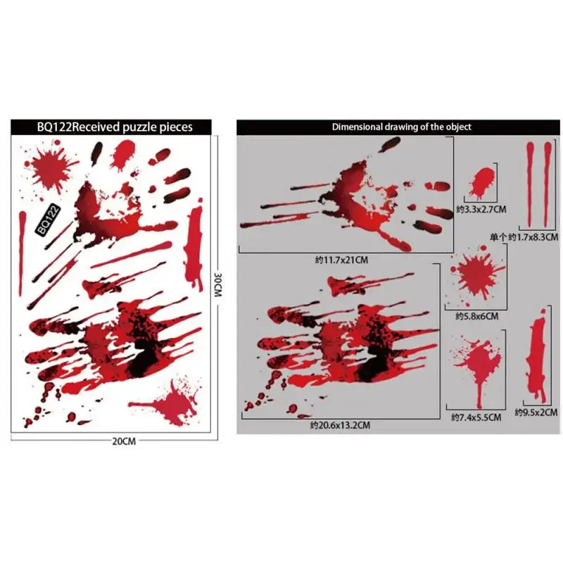 Blood Skull Window Stickers Horror Bloodstains Wall Handprints