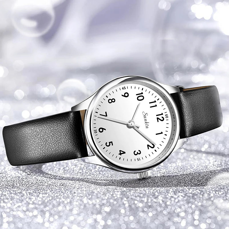 SUNKTA new fashion luxury women's quartz watches elegant leather Watches for Women waterproof simple ladies watches reloj+BOX Zpaxo