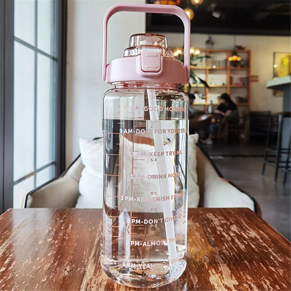2 Liters Water Bottle Cups Time Marker Reusable Outdoors Sports Zpaxo Pink 2.0L