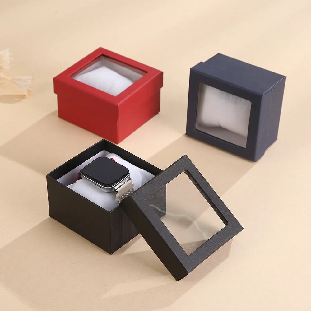 Pinstripe Watch Box – Transparent Jewelry Storage & Gift Case Watch Storage Box Zpaxo