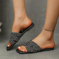 Summer Women Slippers 2025 Fashionable Flat Sandals Outdoor One-strap Zpaxo black 38