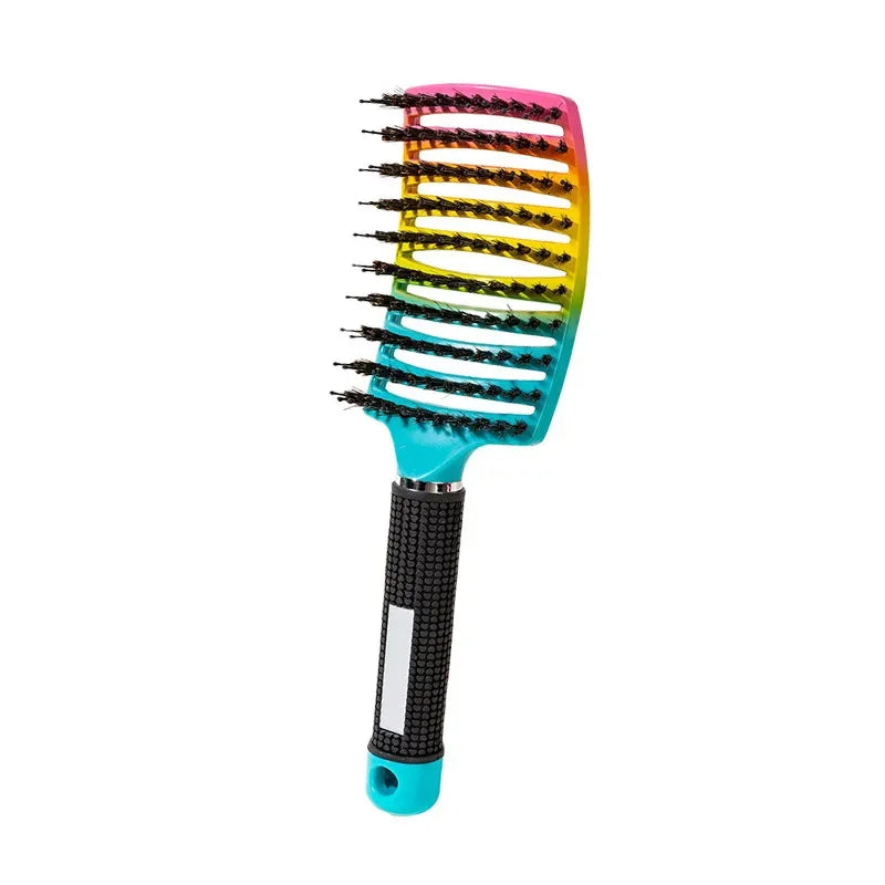 Hair Brush Scalp Massage Comb Hairbrush Bristle;Nylon Women Wet Curly Detangle Hair Brush for Salon Hairdressing Styling Tools Zpaxo Dazzle colour