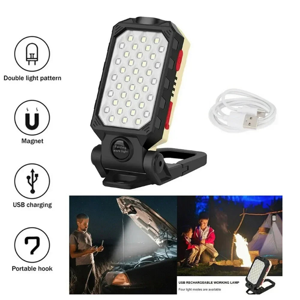 Magnetic LED Work Light – Rechargeable Flashlight & Floodlight