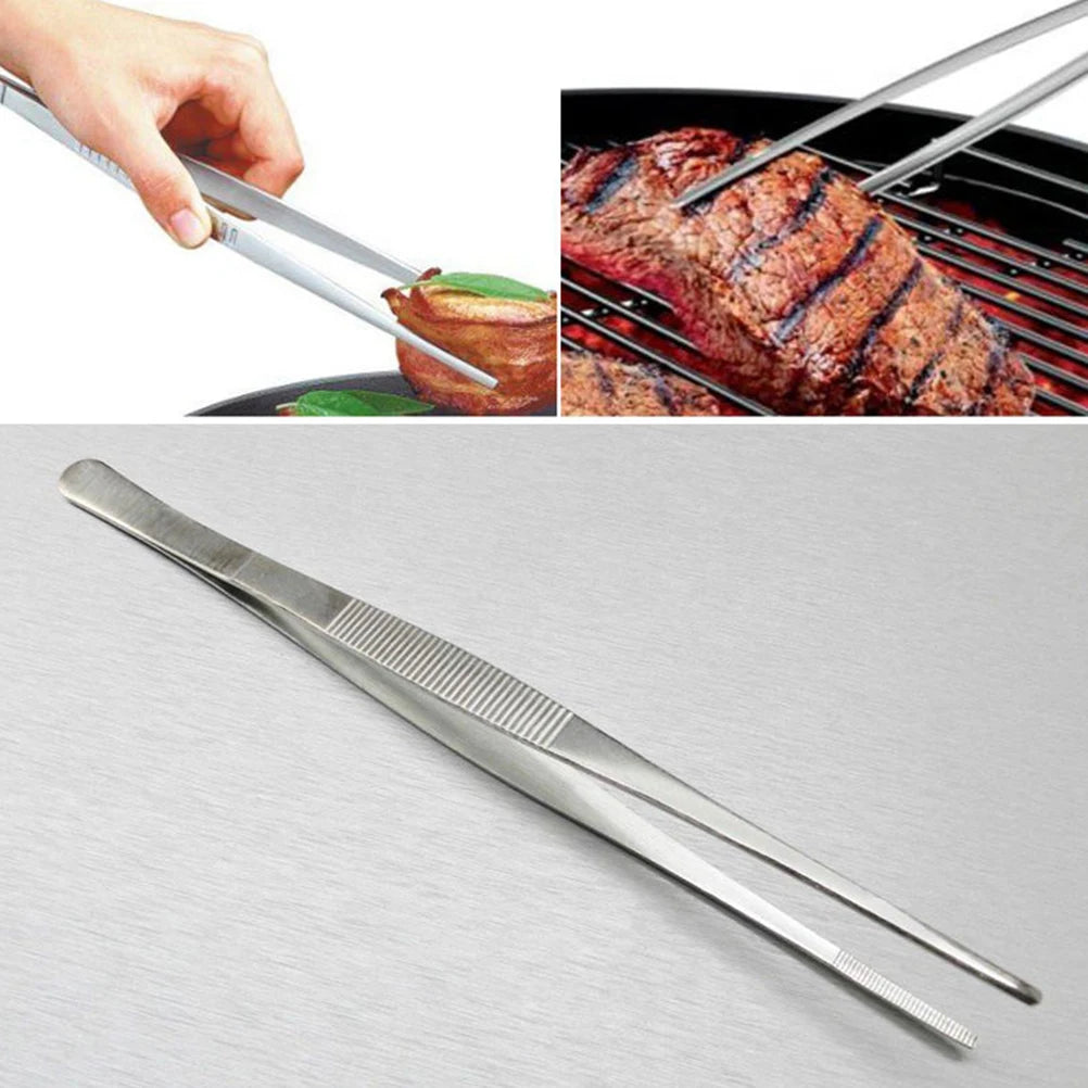 Kitchen Tweezer Utensil BBQ Food Clip Bar Chief Tong Stainless Steel