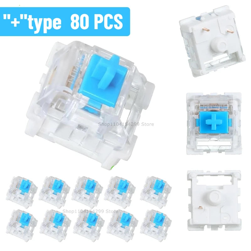 50 Pcs Blue Keyboard Switches, 3-Pin Clicky Tactile Mechanical Keyboard Switches, Complete DIY Replacement Kit with Switch Pulle Zpaxo blue-80pcs