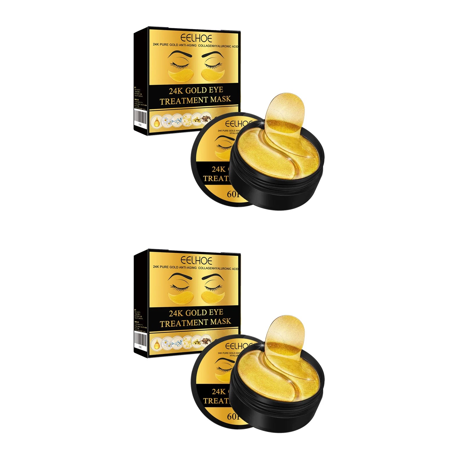 24K Gold Under Eye Mask – Dark Circles & Anti-Aging (60 Pcs) Eye Treatment Mask Zpaxo 2 x 60Pcs Boxed
