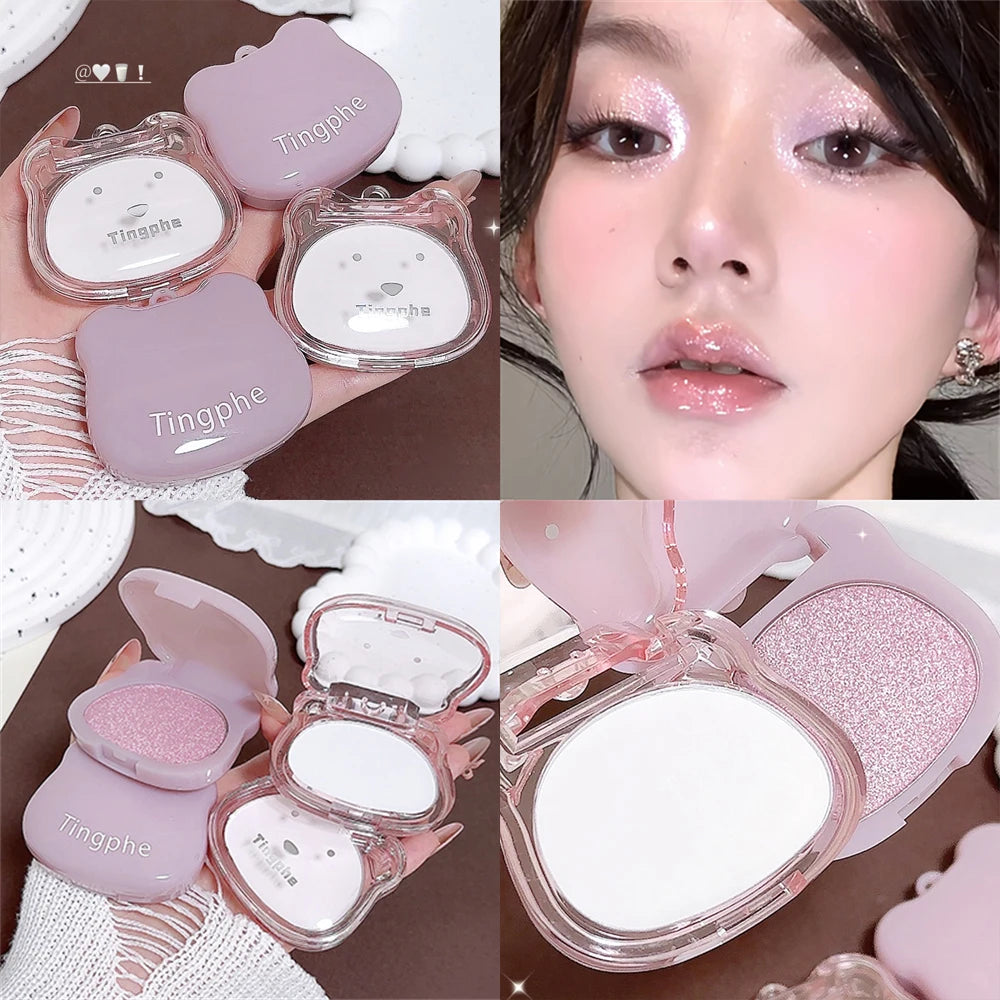 Lilac Purple Glitter Highlighter Eyeshadow Palette Soft Pearl for Face Contour White Eye Brighten Shadow Natural Glow Makeup Zpaxo