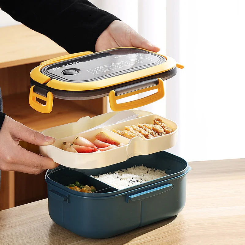 2-Layer Leak-proof Bento Box Fork Spoonmicrowave Safe Lunch Container