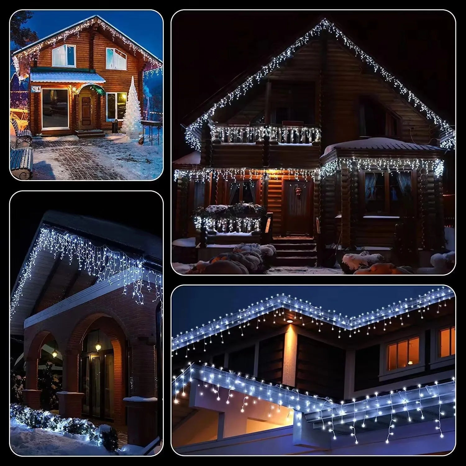 Solar LED Ice Bar Lights 10m 400led Christmas Colorful Curtain Lamp Zpaxo