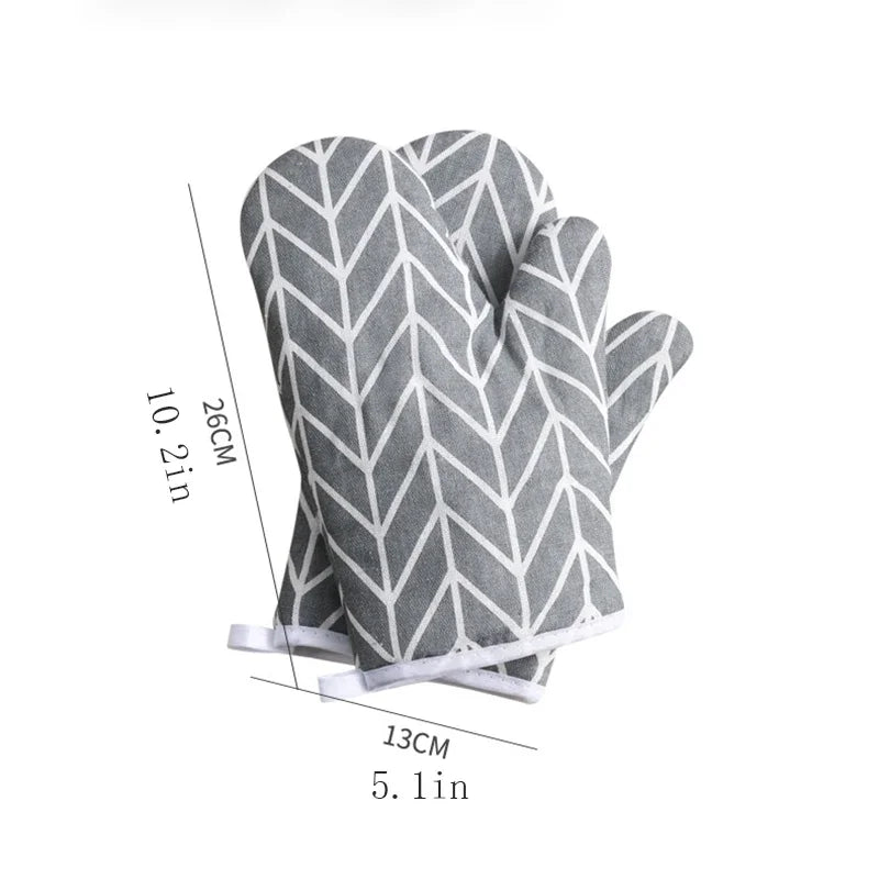 2 Insulated Kitchen Gloves Heat-resistant Microwave Thickened Grid