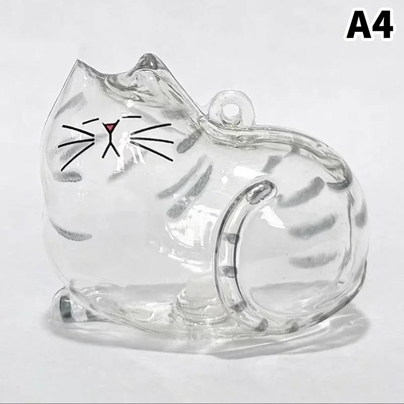 Memorial Keychain Cat Hair Storage Container Cute Cat Shaped Keyring Portable Handmade Key Chain DIY Keychains Accessories Zpaxo Blue