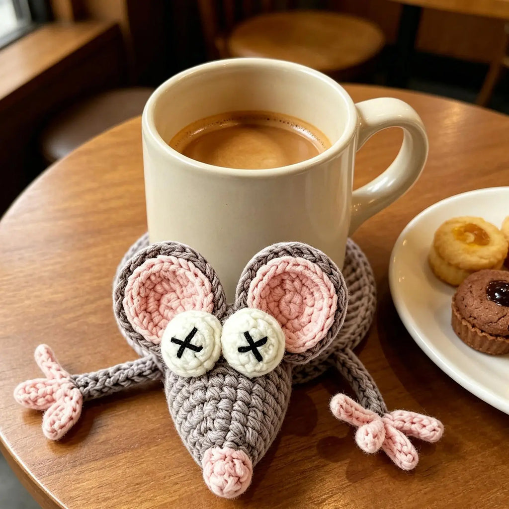 Crochet Coaster Cute Animal Shape Handmade Mat Coasters Coffee Table