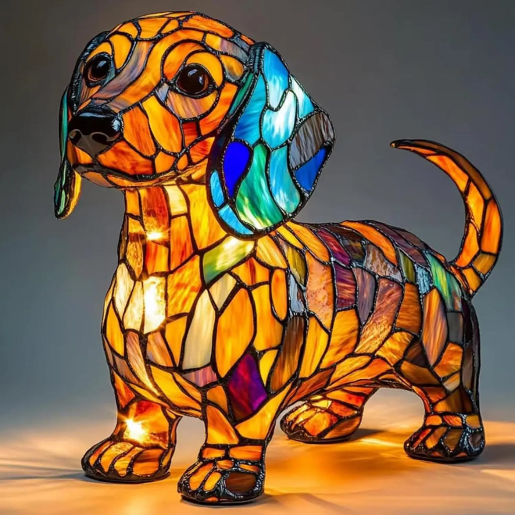 Cute Animal Night Light Table Lamp – Cat & Dog Resin Desk Light