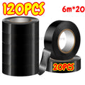 Black Electrical Insulation Tape Wire Bundle Insulation Auto Wiring Wrap Cable Adhesive Insulating Tape Electro Home Improvement Zpaxo 120M(20pcs) 16mm