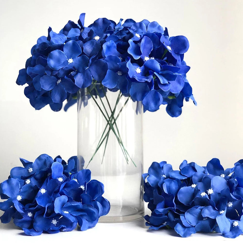 5Pcs Artificial Hydrangea With Stem Blue Faux Hydrangea Bouque Flower for Wedding Party Home Decoration Valentine Day Zpaxo