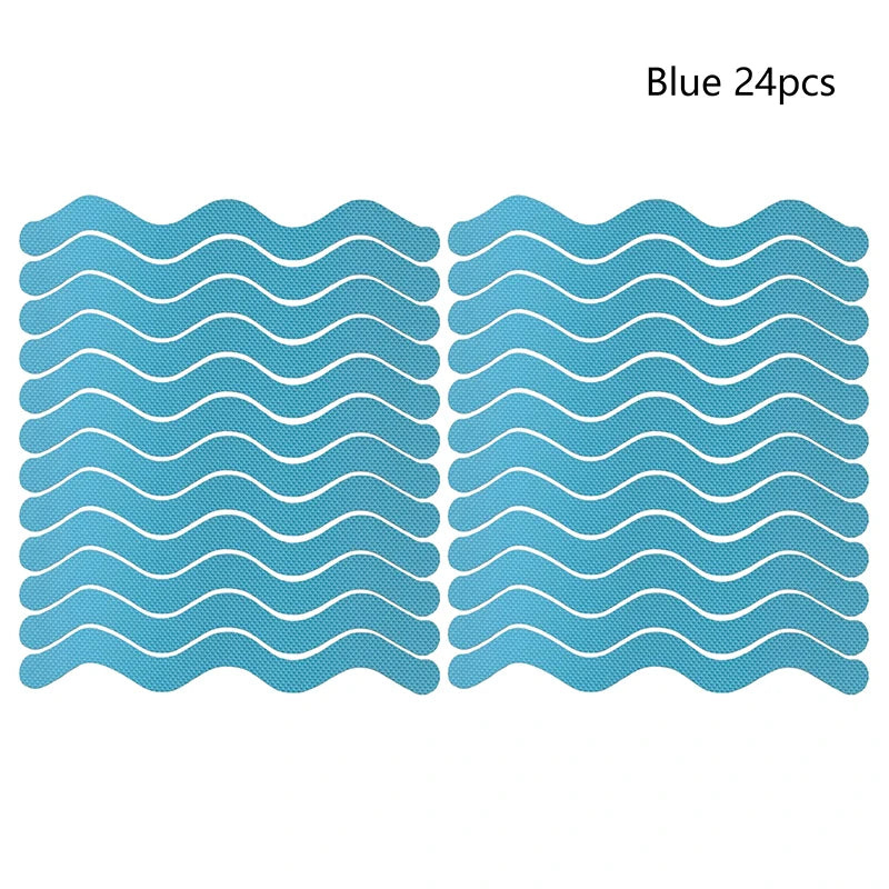 24Pcs/Package Transparent Anti-Slip Stickers For Bathroom Floor And Shower - Bathtub Floor Safety Anti-Slip Strips Zpaxo Blue