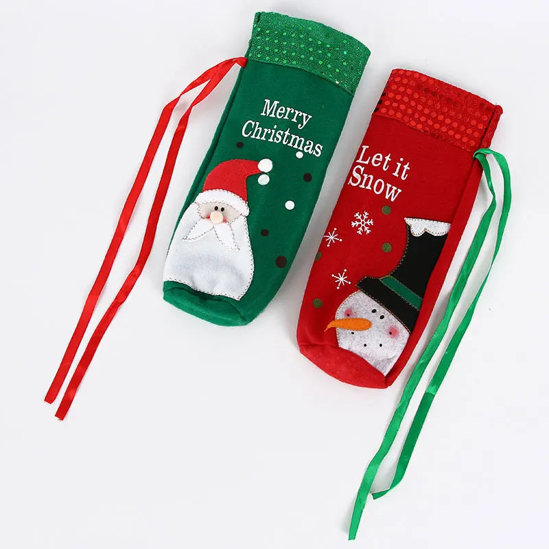 Merry Christmas Table Decorations Home Santa Claus Smowman Champagne