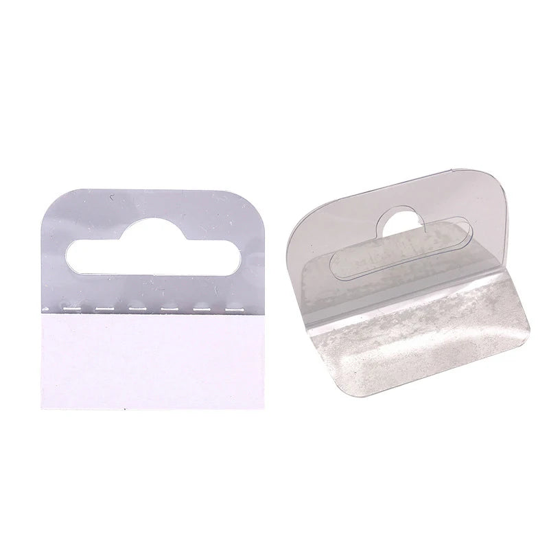 100pcs PVC Slot Hole Adhesive Hang Tags Hook Merchandise Box Bag Hangers Display Zpaxo