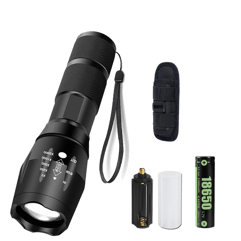 Zoomable LED Tactical Flashlight 1200 Lumen Waterproof Torch