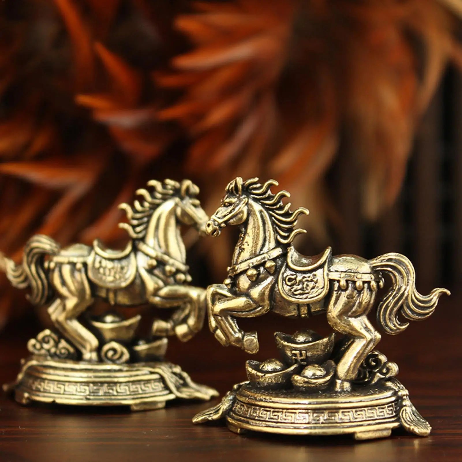 Year Horse 2026 Brass Statue Lucky Animal Figurine Home Office Desk
