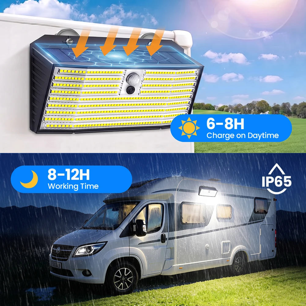Outdoor Magneti Solar Light 418LED Solar Light with 3 Lighting Modes 800LM IP65 Waterproof Wall Light For Yard Garden Camping Zpaxo
