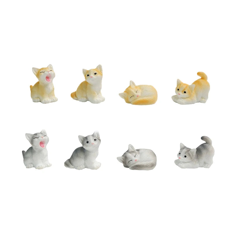 Resin Cats Ornament Kitten Figurine Animal Miniature Fairy Garden Doll House Decoration DIY Micro Landscape Home Decor Zpaxo