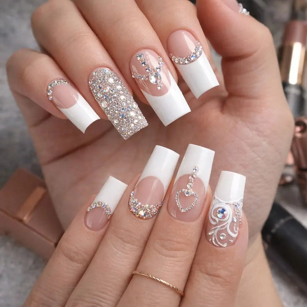 Clear Natural French Short Square Nail Tip Half Cover Extra Tips Box Zpaxo