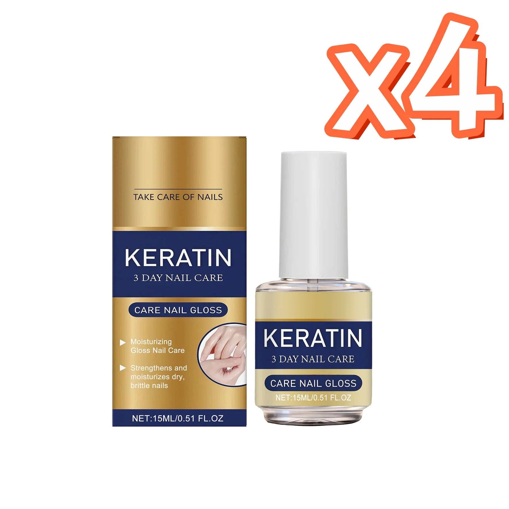 Keratin Nail Care Oil – Repair & Strengthen Brittle Nails (15ml) Nail Treatment Oil Zpaxo 15ml Boxed x 4