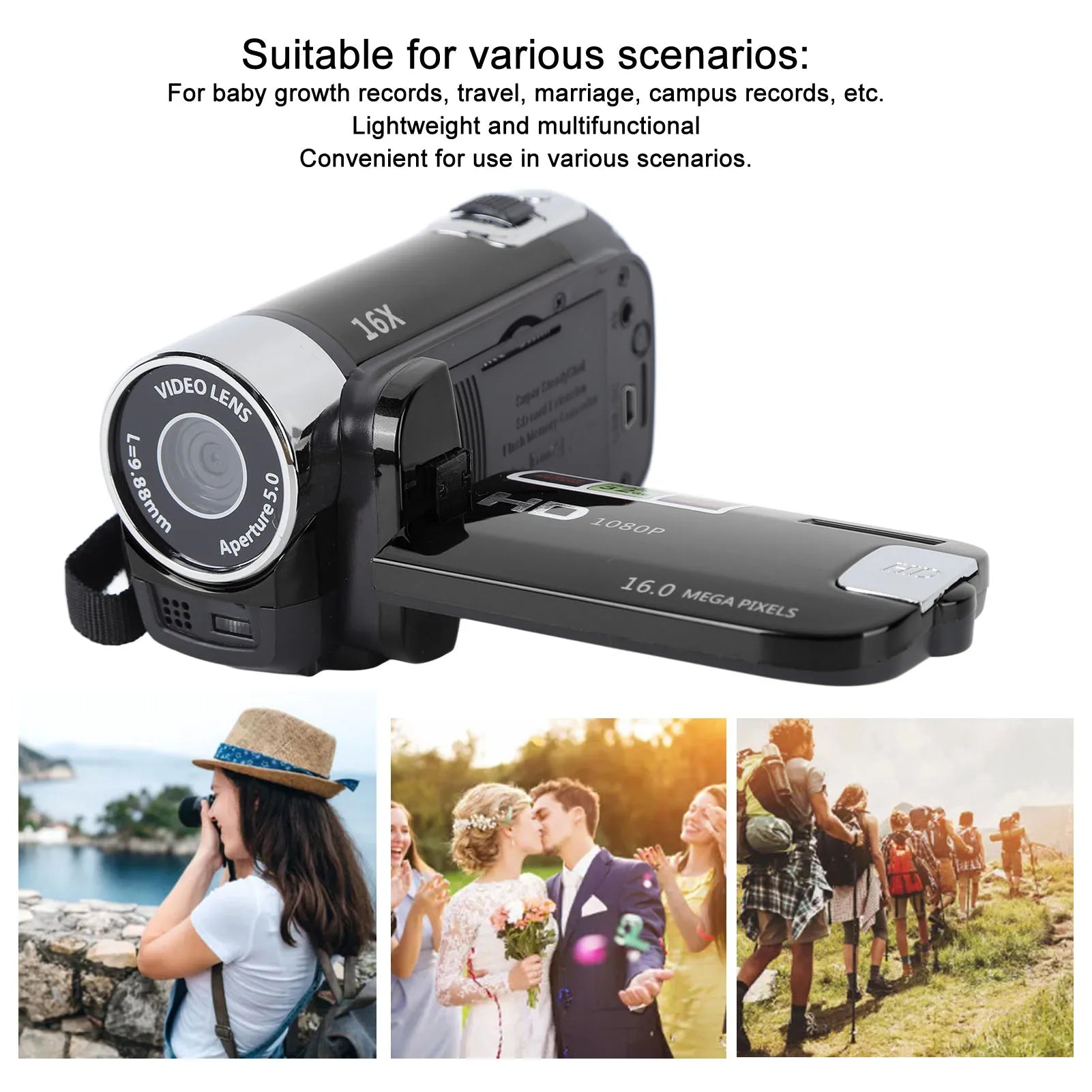 4K 48MP DV Camera TFT Rotatable Screen 16x Digital Zoom Video USB
