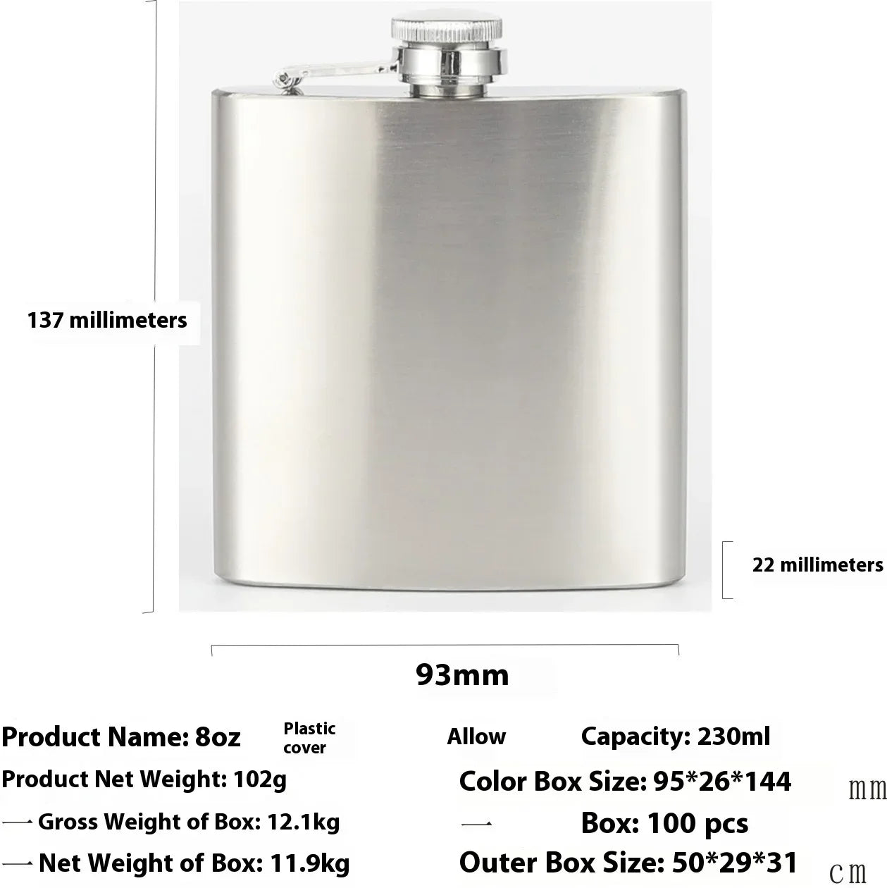 Hot Sale 4-12oz Stainless Steel Hip Flask with Funnel Pocket Hip Flask Alcohol Whiskey Hip Flask Screw Cap Zpaxo 8 oz