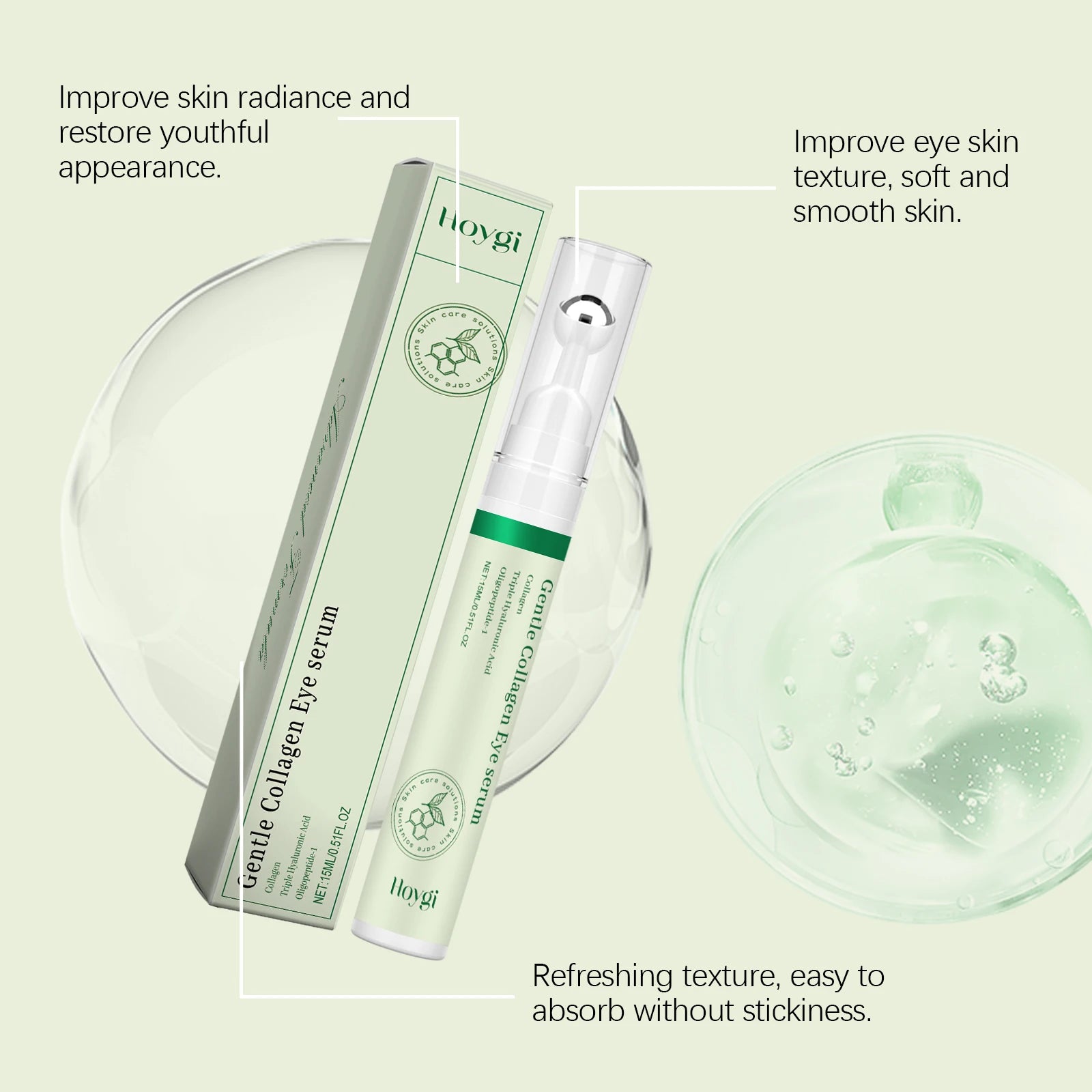 Hoygi Collagen Under Eye Serum Roller – Dark Circles & Bags Eye Serum Roller Zpaxo