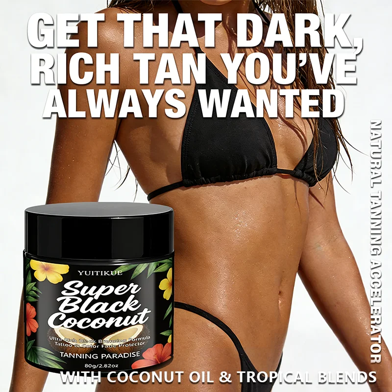 YUITIKUE Super Black Coconut Tanning Cream | Bronzer 80g Self Tanning Cream Zpaxo
