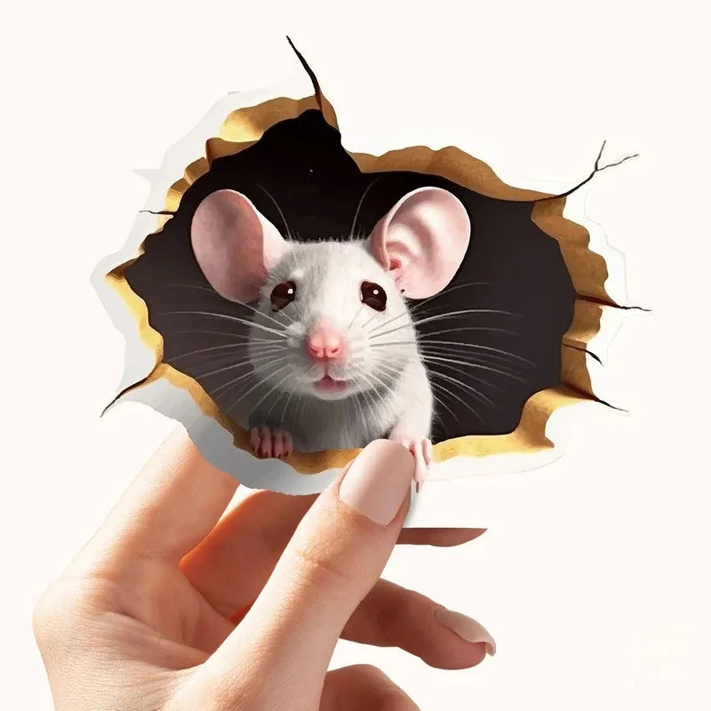 3D Personalised Mouse Sticker Reading Theme White Flower Adorable