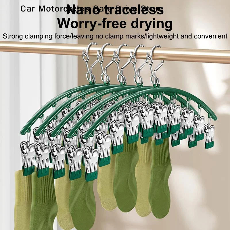 10 Clips Stainless Steel Sock Clip Arc Shaped Windproof Non-slip