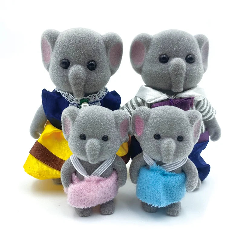 Dollhouse Furniture Bedroom Toy Simulation Forest Rabbit Family Doll Zpaxo Elephant Family