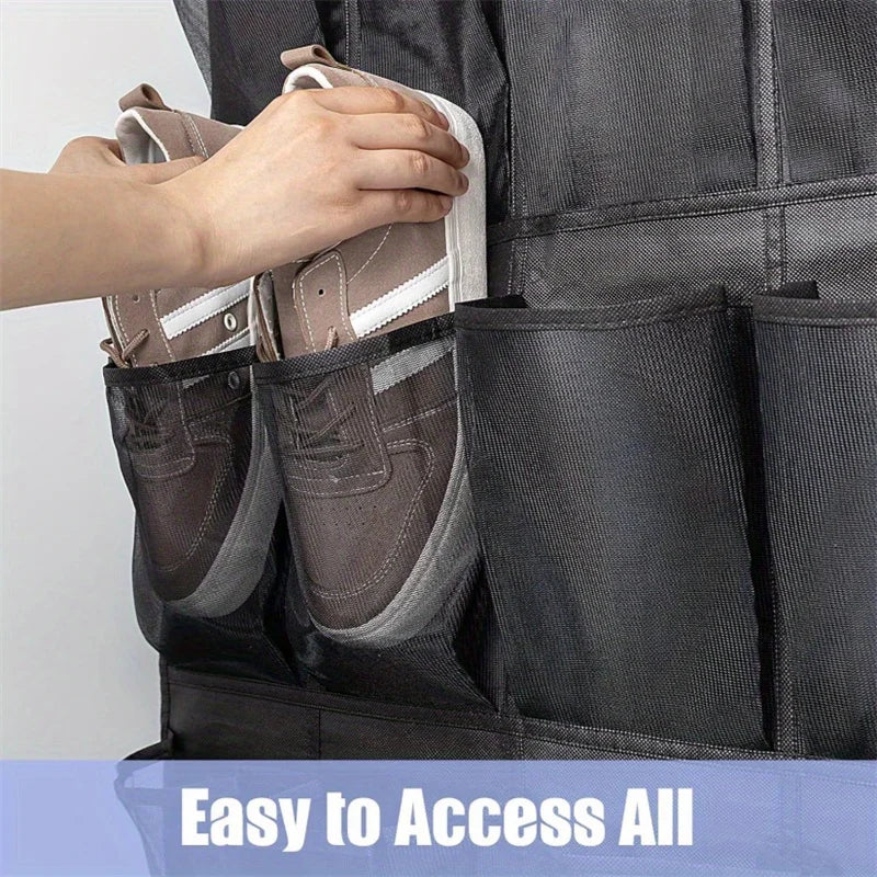 Over Door Shoe Organizer 24 Large Breathable Mesh Pockets Foldable