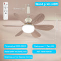 Home LED Ceiling Fan Light E26 E27 Base 3-colour Adjustable Wireless Remote Control 52CM Ceiling Fan Lamp for Bedroom Living Zpaxo 52cm Woodgrain
