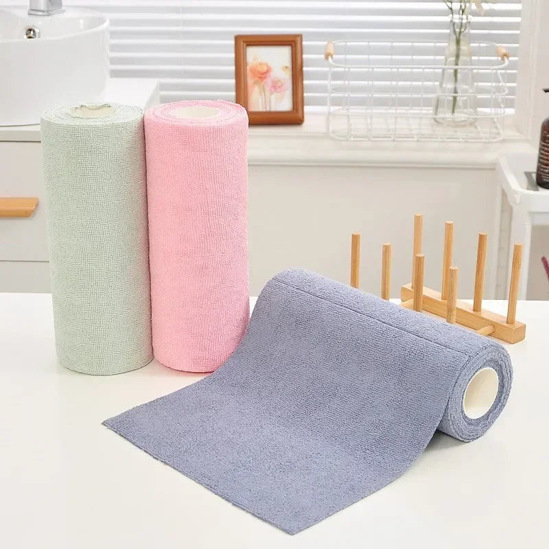 Reusable Microfiber Cleaning Cloth Roll – Paper Towel Replacement Reusable Cleaning Cloths Zpaxo