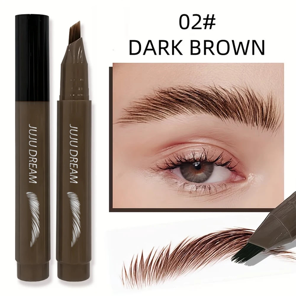 4 Tip Fork Eyebrow Pencil Waterproof Sweatproof, Natural Hair Stroke Brow Pen for Precise Eyebrow Makeup, long-lasting color Zpaxo 02
