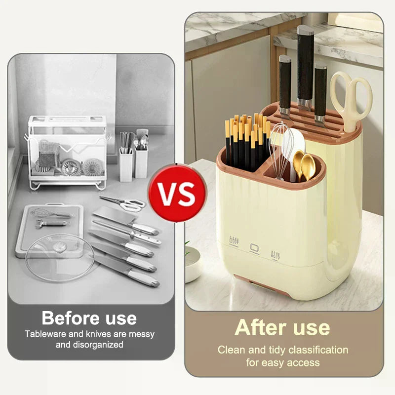 Kitchen Knife Rack Anti Slip Counter Stable Easy Cleaning Space Saving Draining Cutlery Holder Organizer Cutting Board Holder Zpaxo