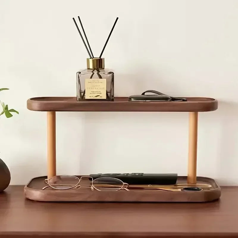 Hot Wooden Storage Shelf 2-Tiers Desktop Organizer Shelves Desk Display Rack Desktop Dressing Table Cosmetics Storage Rack YUZI Zpaxo