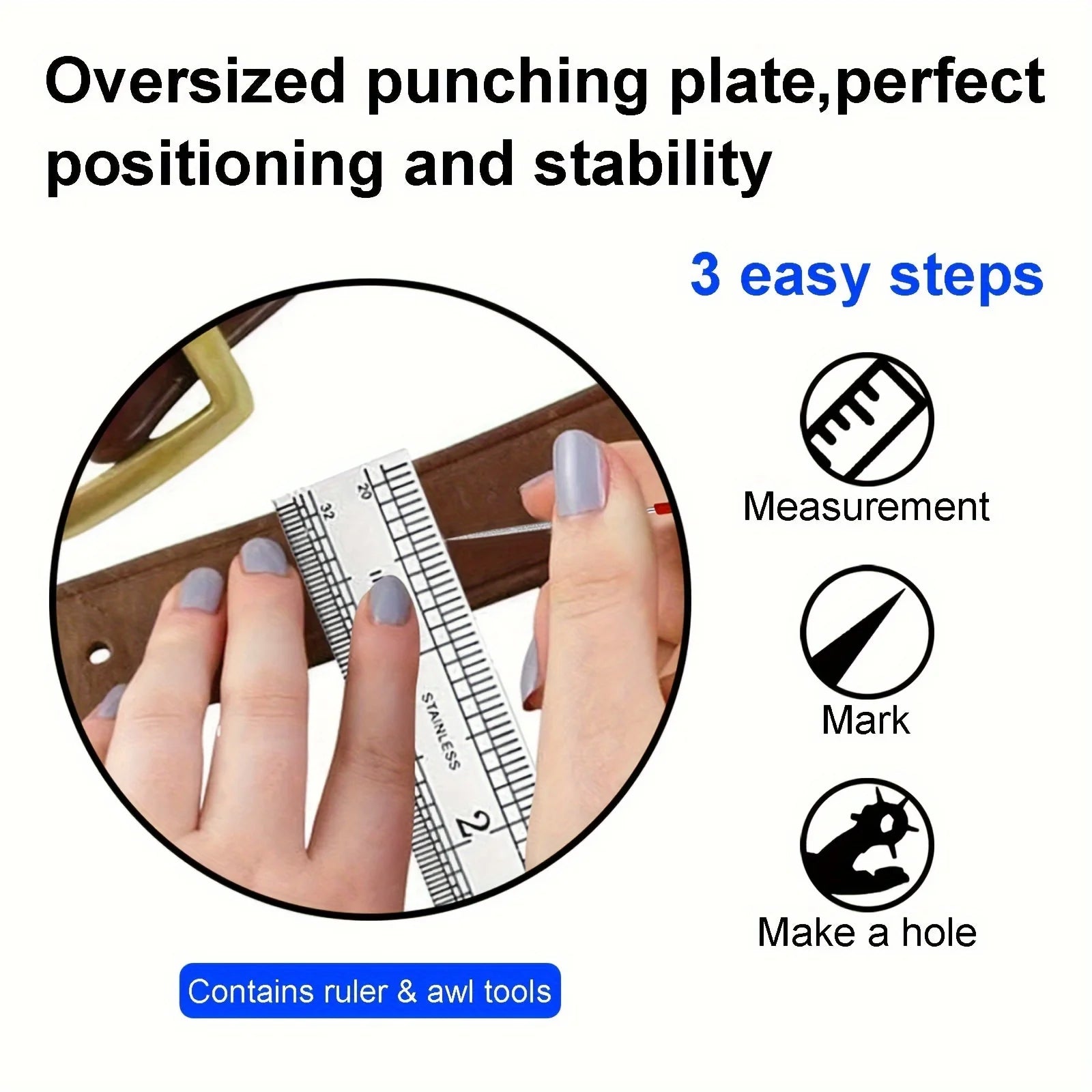 5pcs Multifunctional Belt Leather Punch Pliers, Round Hole, Flat Hole, Oval Hole Puncher, Belt Hole Puncher for Leather Zpaxo