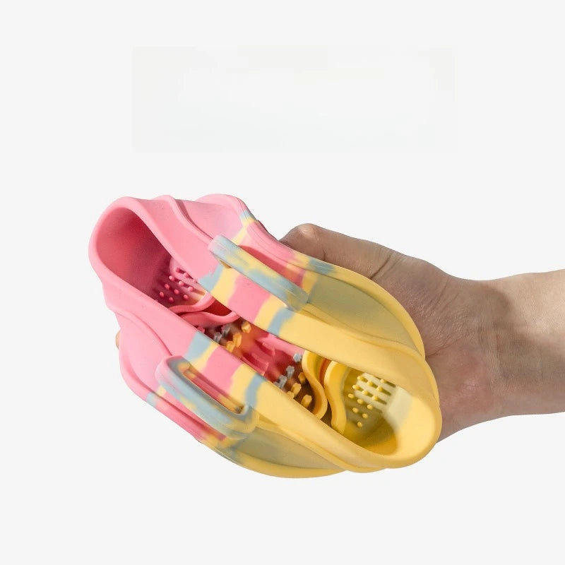 Pet colored single bowl double ear handle silicone slow food bowl small dog large dog rice bowl food bowl dog bowl Zpaxo