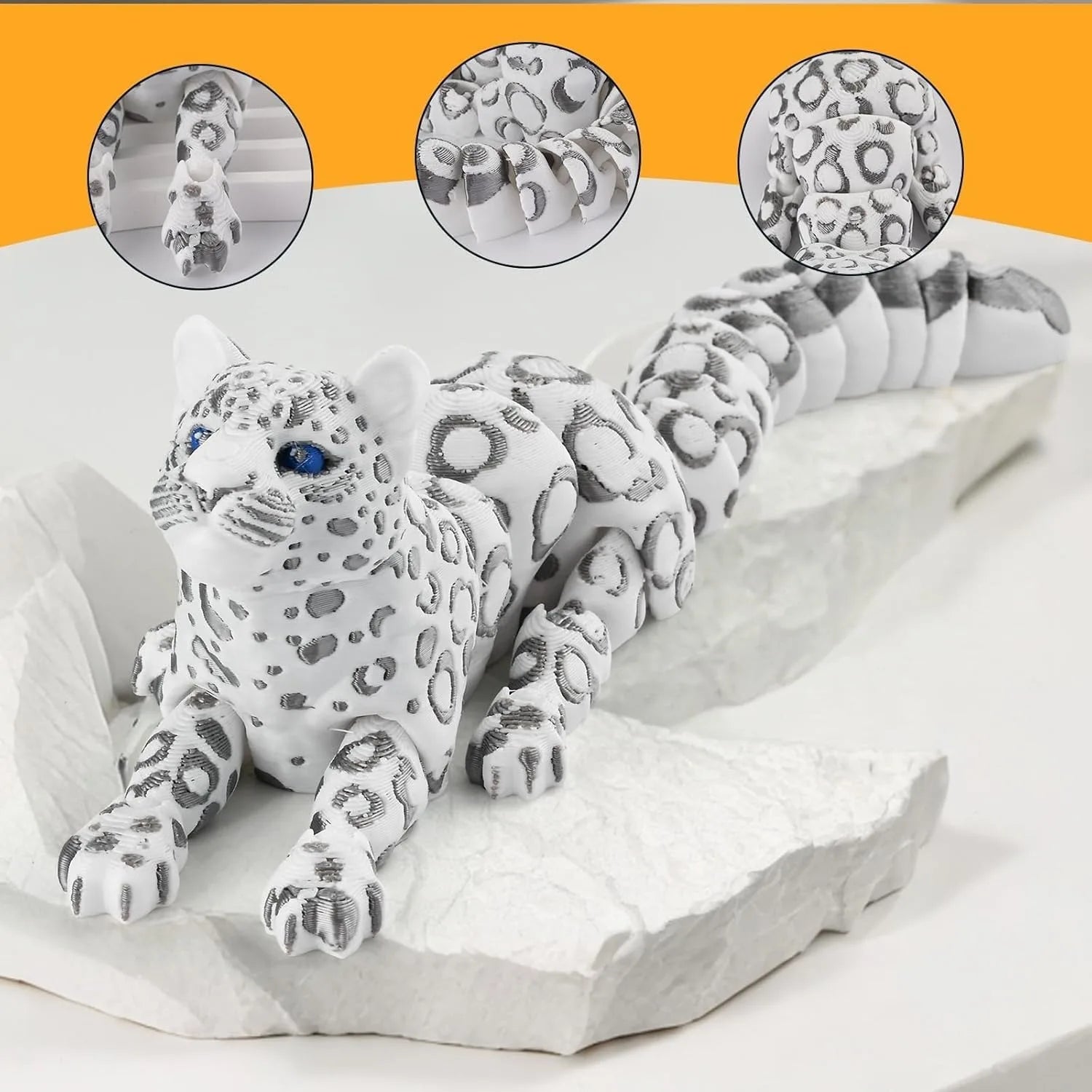 3D Printed Animal 8 3 Snow Leopard Stress Relief Animals Figurines