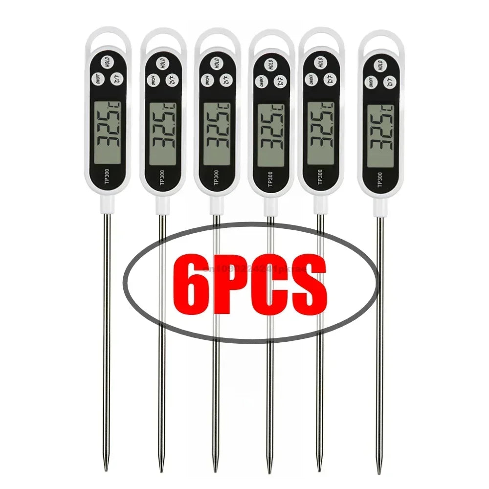 Stainless steel probe cooking food, barbecue stove, water, milk, oil, liquid meat, digital kitchen thermometer kitchen tools Zpaxo 6PCS