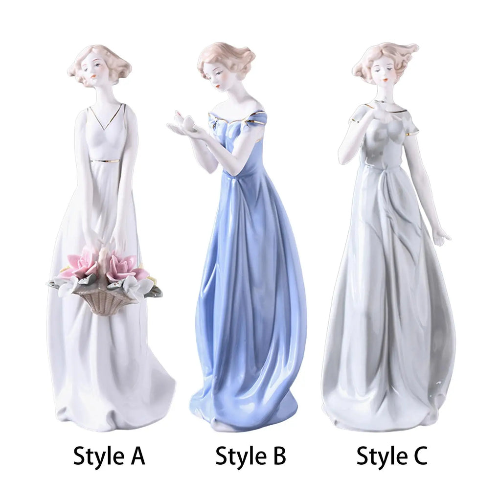 Porcelain Lady Statue – Ceramic Girl Figurine Home Decor Gift Decorative Figurine Zpaxo